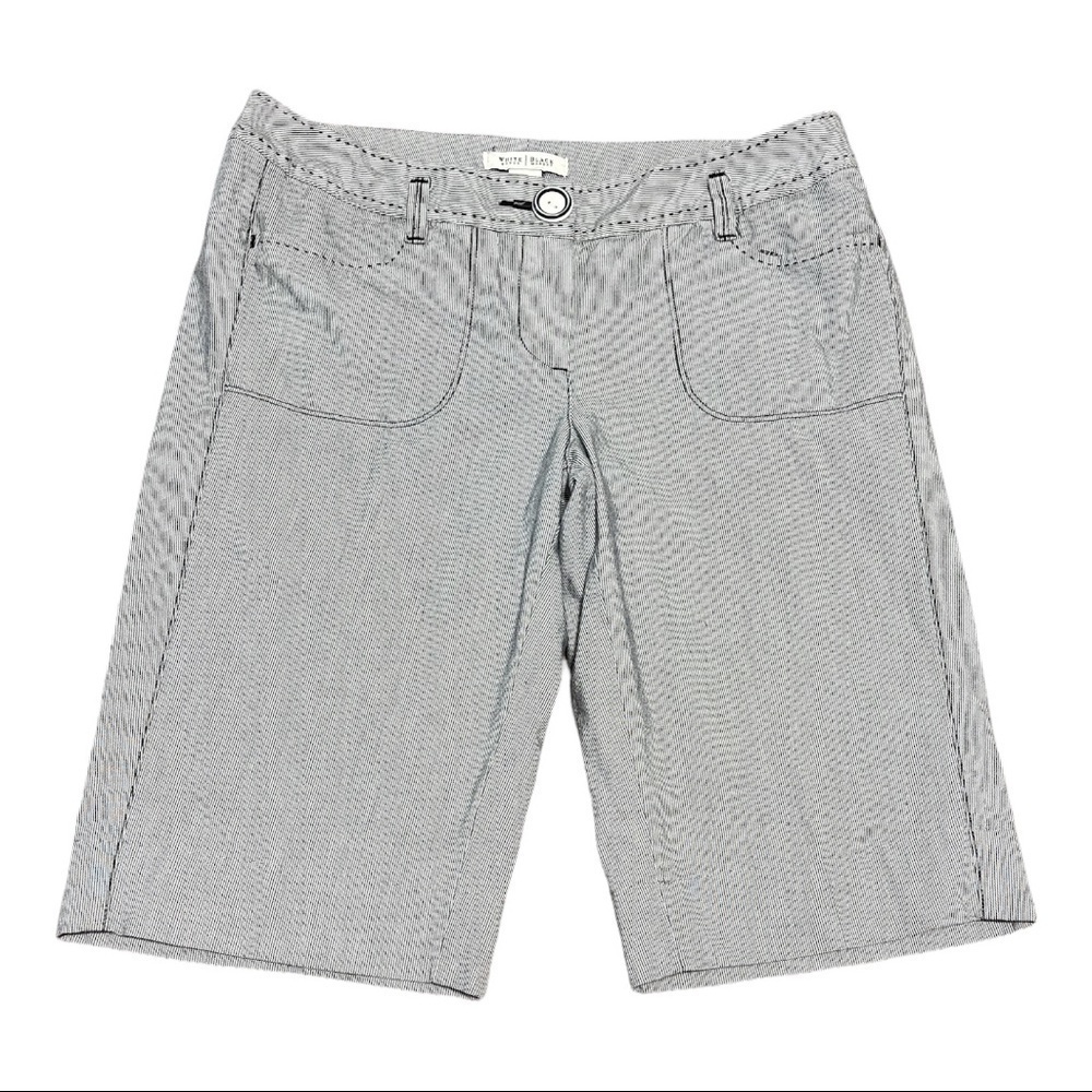 White House Black Market Striped White and Black Bermudas Size 6